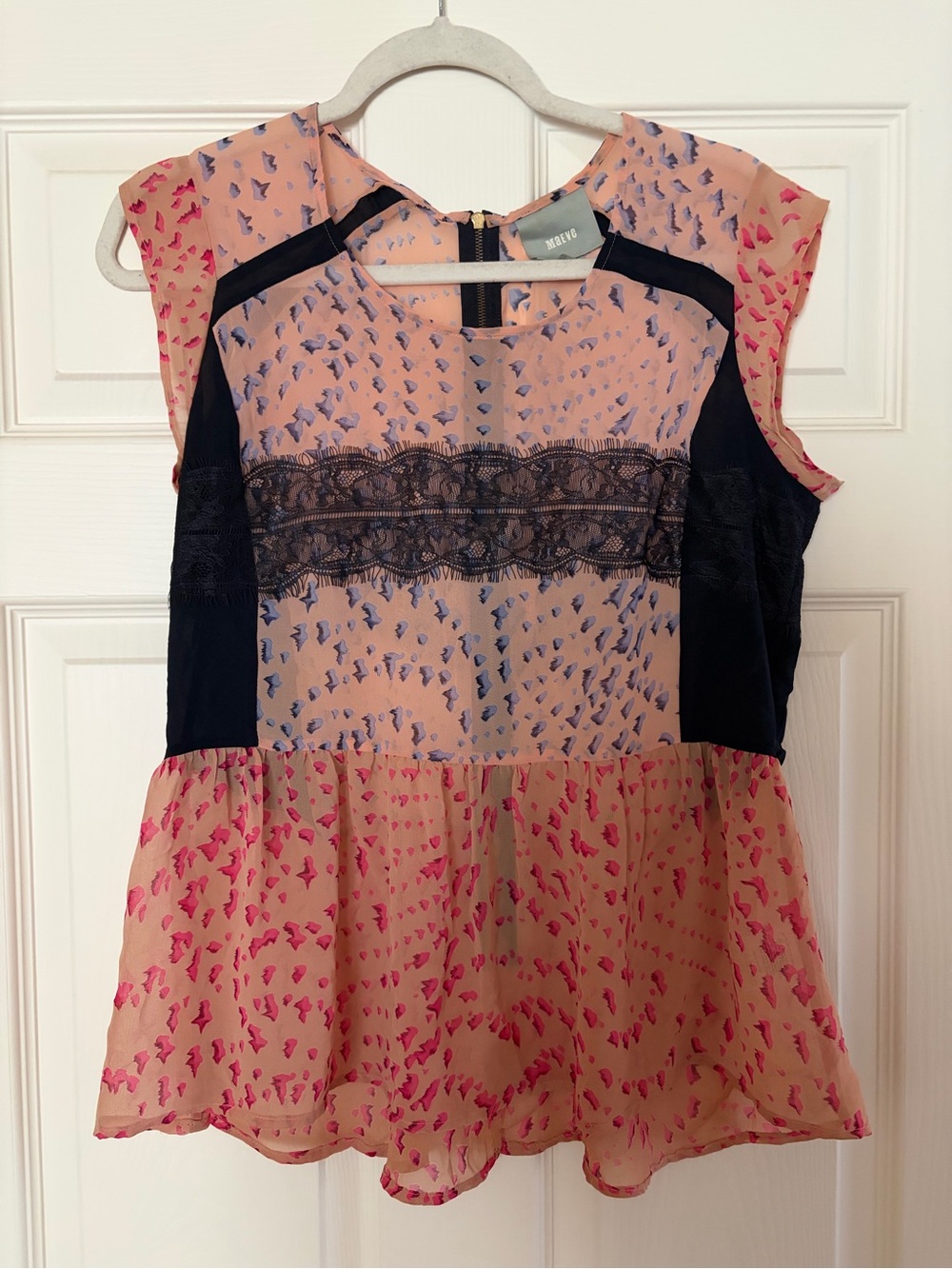 Maeve Anthropologie Peplum Abstract Top Size S